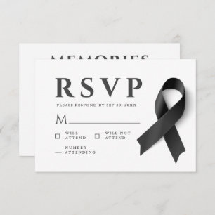 Memorial Modern Simple Memories Black Ribbon RSVP Card