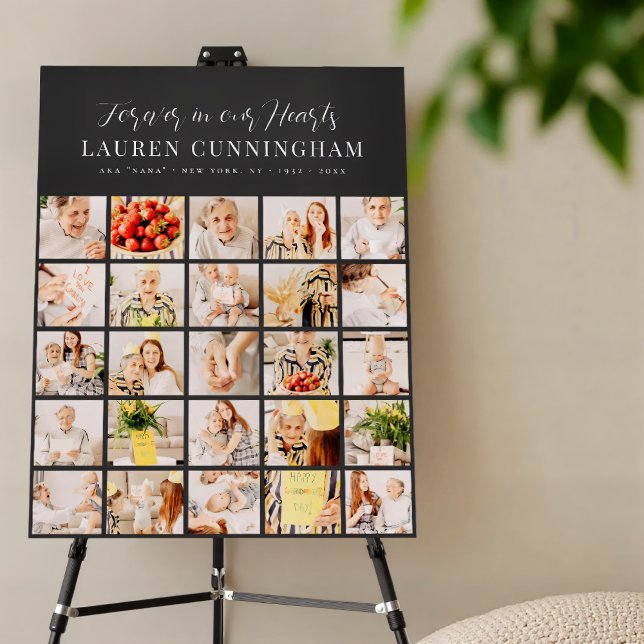 Memorial Modern Simple Minimalist 25 Photo Collage Foam Board (Creator Uploaded)