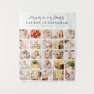 Memorial Modern Simple Minimalist 25 Photo Collage Tapestry