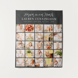 Memorial Modern Simple Minimalist 25 Photo Collage Tapestry