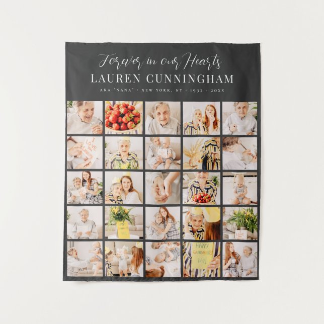 Memorial Modern Simple Minimalist 25 Photo Collage Tapestry (Front)