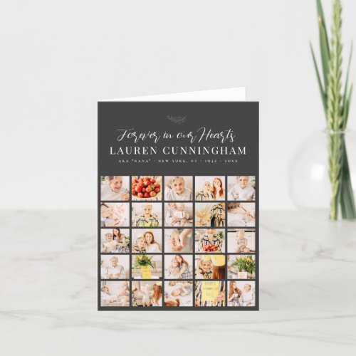 Memorial Modern Simple Minimalist 25 Photo Collage Thank You Card