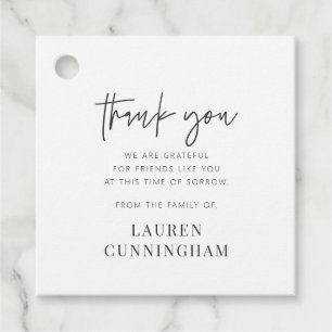 Memorial Modern Simple Minimalist Chic Thank You Favor Tags