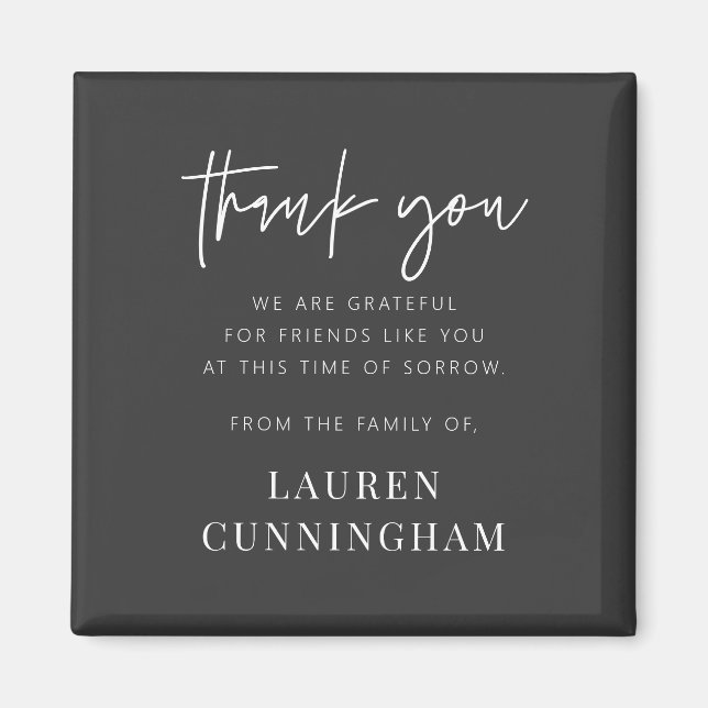Memorial Modern Simple Minimalist Chic Thank You Magnet (Front)