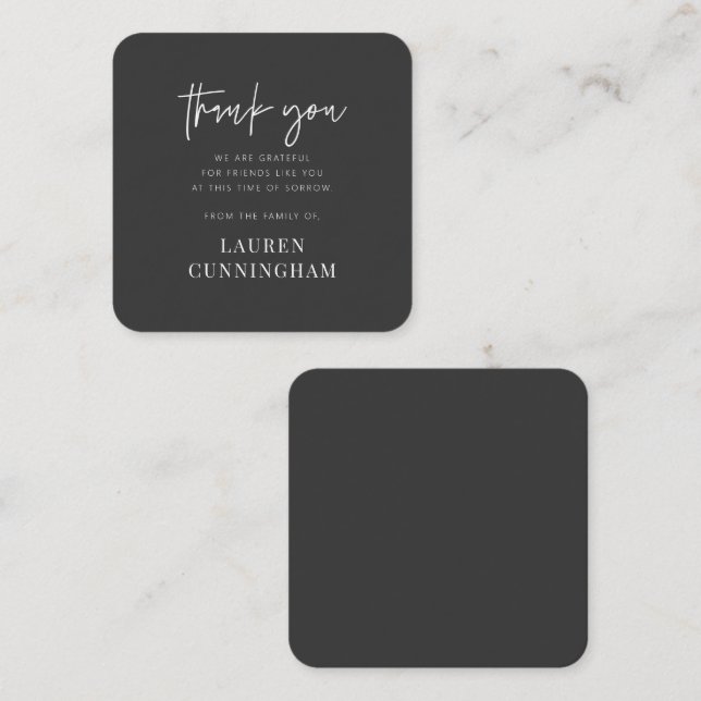 Memorial Modern Simple Minimalist Chic Thank You Note Card (Front/Back)
