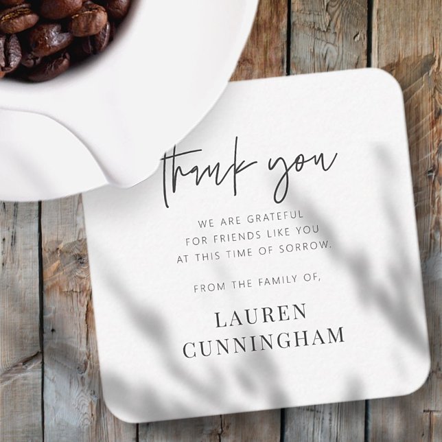 Memorial Modern Simple Minimalist Chic Thank You Note Card (Creator Uploaded)