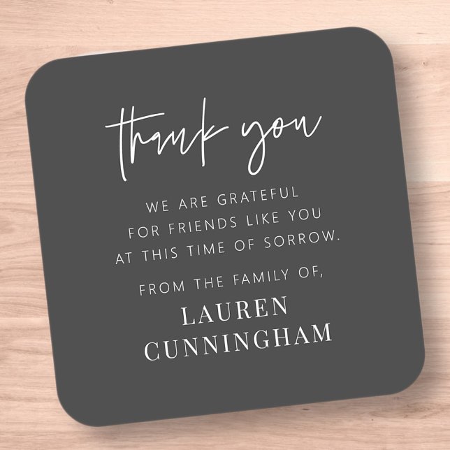 Memorial Modern Simple Minimalist Chic Thank You Square Sticker (Creator Uploaded)