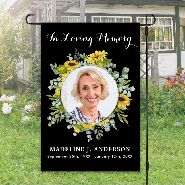 Memorial Modern Sunflowers Photo Cemetery Grave Garden Flag (Creator Uploaded)