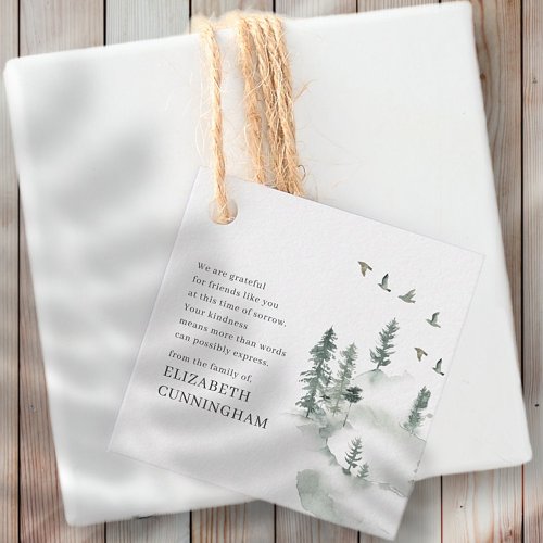 Memorial Modern Watercolor Greenery Pine Forest Favor Tags