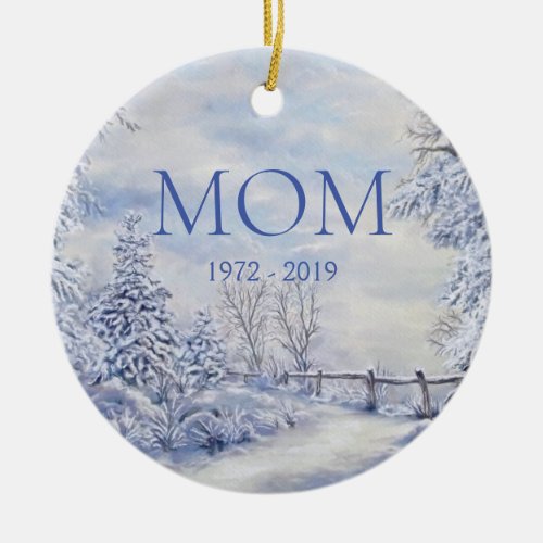 Memorial Mom Winter Forest Christmas Holiday  Ceramic Ornament