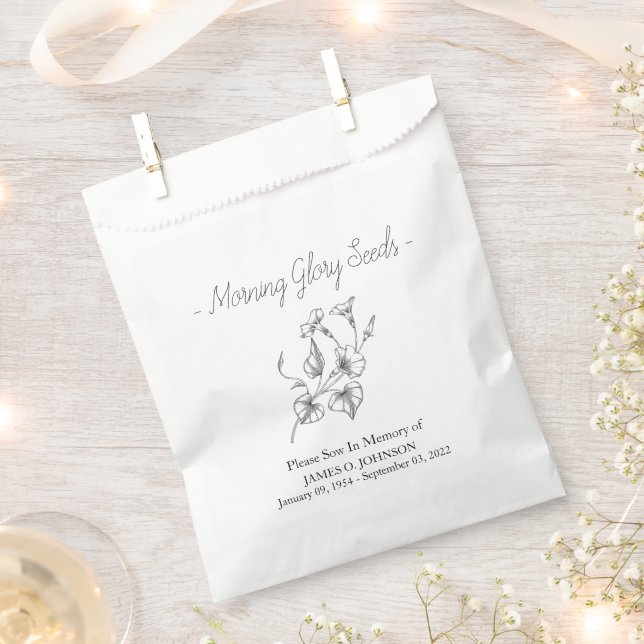 Memorial Morning Glory Seed Funeral  Favor Bag (Clipped)