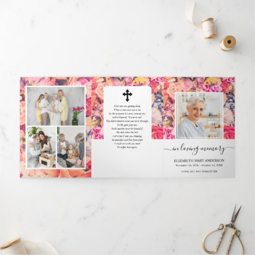 Memorial Multiple Floral Funeral Tri-Fold Program