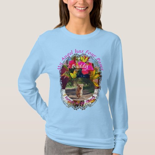 Memorial My Angel has Four Paws Flowers PM0001 T_Shirt