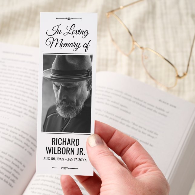 Memorial Newspaper Bookmark Photo Funeral Keepsake (Hand)