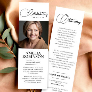Memorial Obituary Template Photo Keepsake Bookmarks