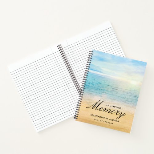 Memorial or Funeral Beach Ocean Notebook