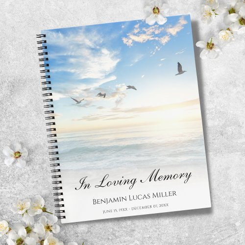 Memorial or Funeral Beach Ocean Water Notebook