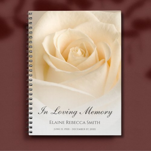 Memorial or Funeral Guest Book Floral Rose
