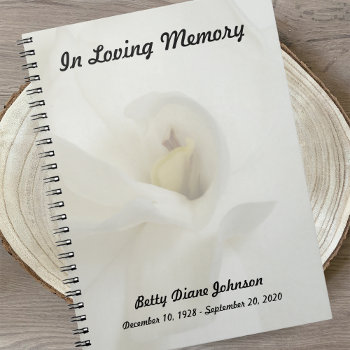 Memorial Or Funeral Guest Book Notebook - Gardenia by sympathythankyou at Zazzle