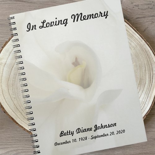 Memorial or Funeral Guest Book Notebook _ Gardenia