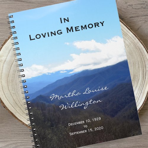 Memorial or Funeral Guest Book Notebook Mountains