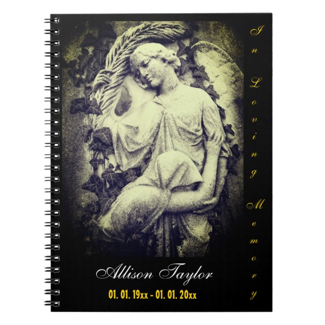 Memorial or Funeral Guest Book - with Angel (Front)