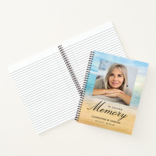 Memorial or Funeral Photo Beach Ocean Notebook