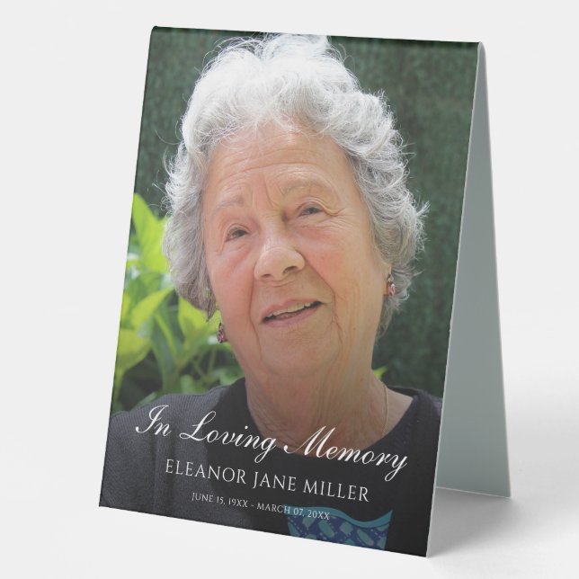 Memorial or Funeral Photo Tribute Table Tent (Front)