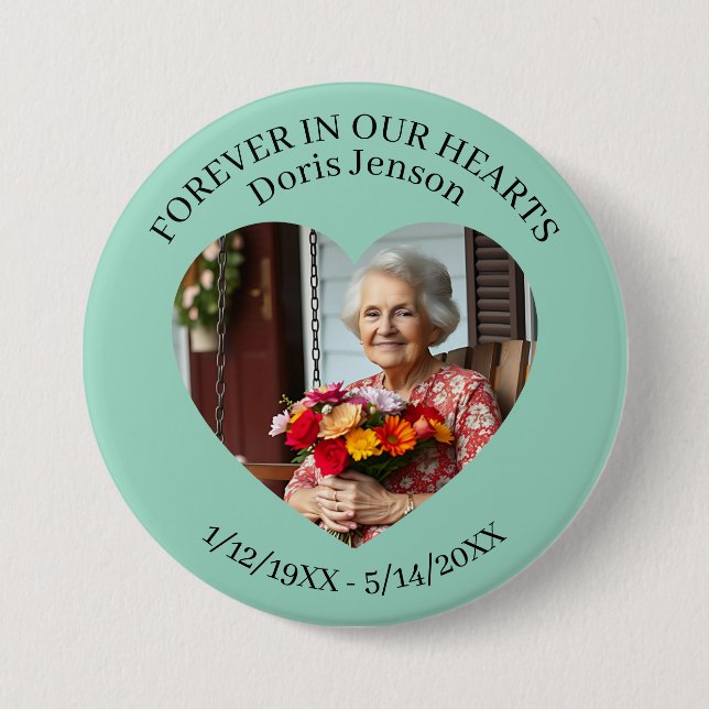 Memorial or Vigil Keepsake | Forever in our Hearts Button (Front)
