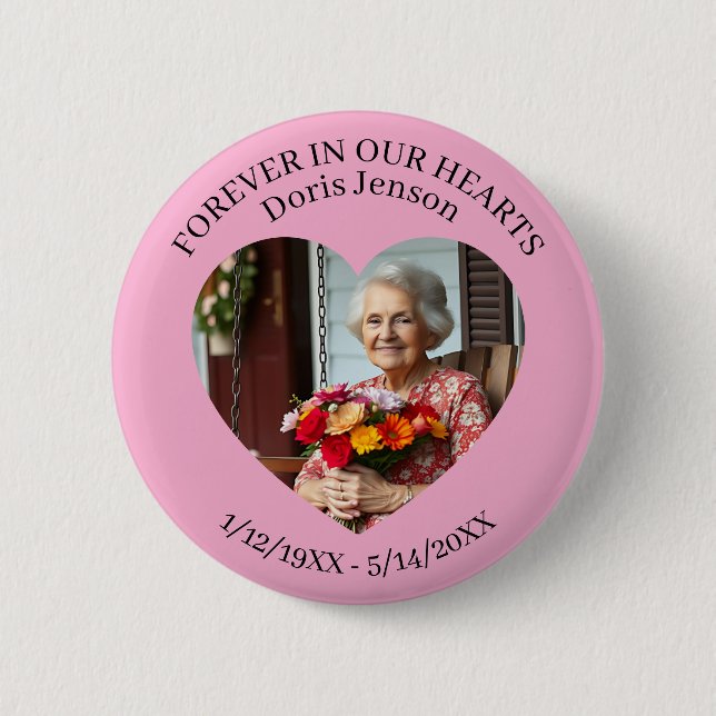 Memorial or Vigil Keepsake | Forever in our Hearts Button (Front)