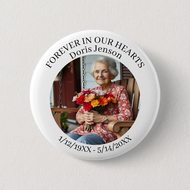 Memorial or Vigil Keepsake | Forever in our Hearts Button (Front)