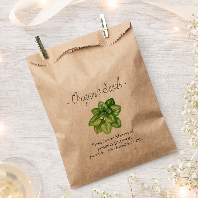 Memorial Oregano Seed Funeral Favor Bag (Clipped)
