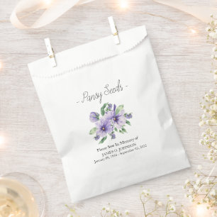 Memorial Pansy Seed Funeral  Favor Bag