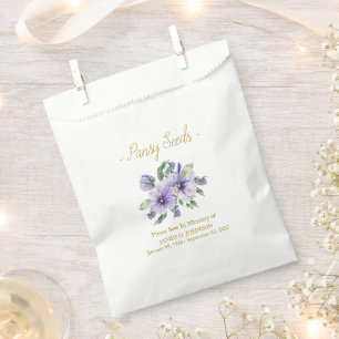 Memorial Pansy Seed Funeral  Favor Bag
