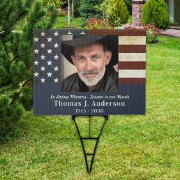 Memorial Patriotic Photo American Flag Cemetery Sign