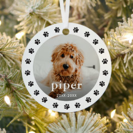 Memorial Paw print 2 Photo Pet Christmas Metal Ornament
