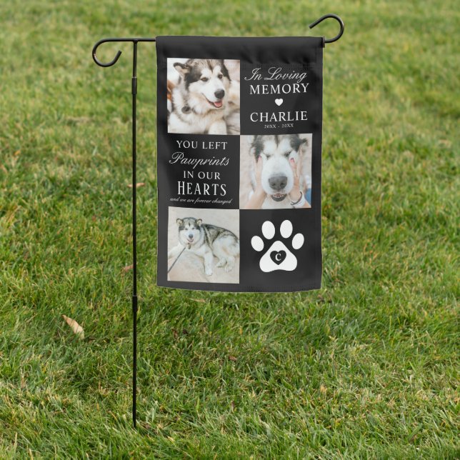 Memorial 'Pawprints in Our Hearts' Pet Loss Garden Flag (In SItu)