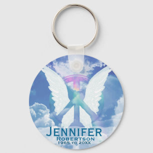 Memorial   Peace and Angel Wings Keychain