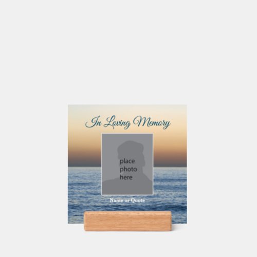 Memorial Peaceful Ocean with Photo and Name Holder