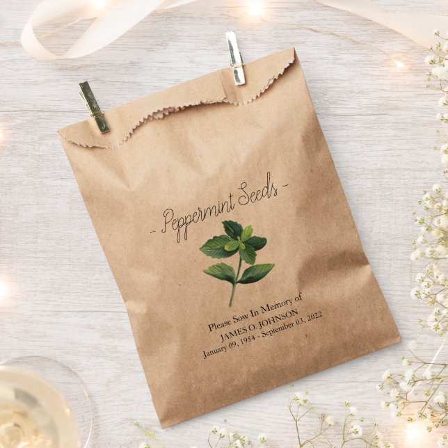 Memorial Peppermint Seed Funeral Favor Bag (Clipped)