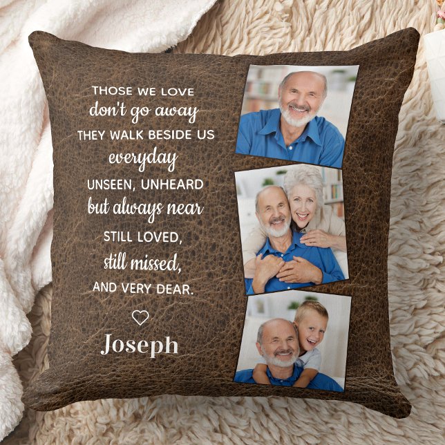 Memorial Personalized 3 Photo In Loving Memory  Throw Pillow (Creator Uploaded)
