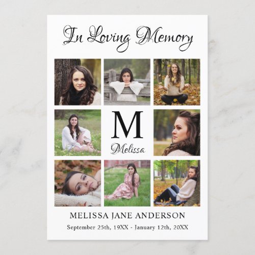 Memorial Personalized 8 Photo Service Funeral Program