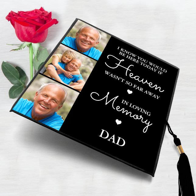  Memorial Personalized DAD 3 Photo Collage Graduation Cap Topper (Creator Uploaded)