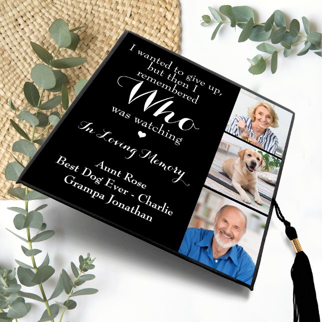  Memorial Personalized Modern Graduate 3 Photo Graduation Cap Topper (Creator Uploaded)