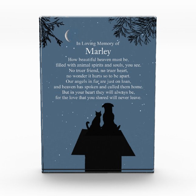 Memorial Pet Cat Dog Spiritual Poem Custom Name Photo Block (Front)