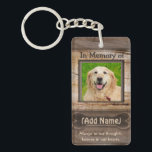 Memorial | Pet Keychain<br><div class="desc">A comforting keychain for the loss of any type of pet features a light wood look and heart shaped dog paw prints.</div>
