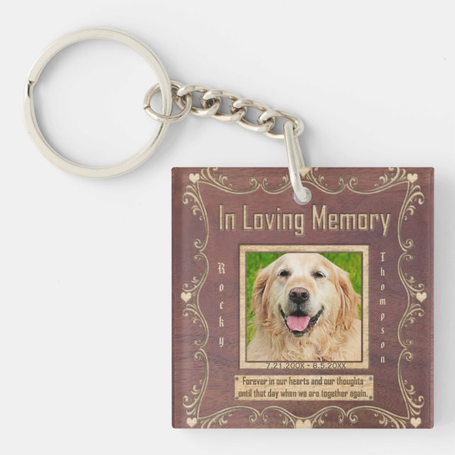 Memorial | Pet Keychain Carved Wood Look (Front)