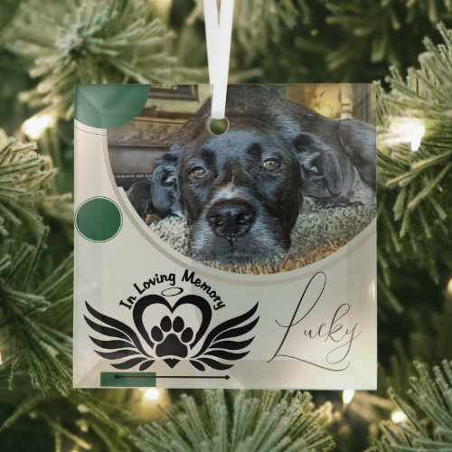 Memorial Pet Name Dog Photo Personal Keepsake Glass Ornament
