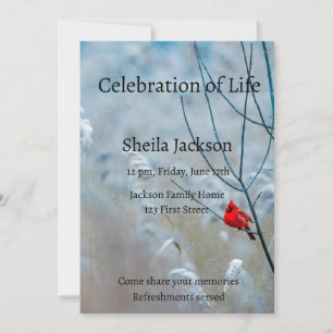 Memorial Photo  Cardinal Red Bird Trees Invitation