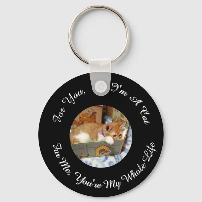 Memorial Photo Cat, Name, Text, replaceable,  Keychain (Front)